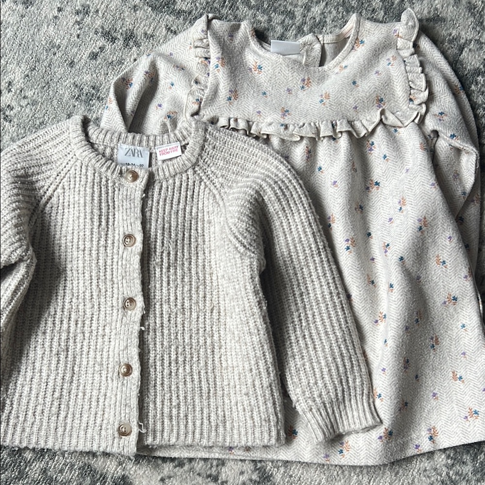 Zara Cream Knit Sweater and dress set